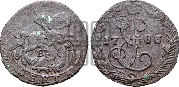 Денга 1786 года (ЕМ, Екатеринбургский монетный двор)
