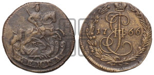 Денга 1766 года ЕМ (ЕМ, Екатеринбургский монетный двор)