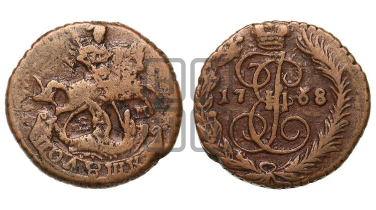 Полушка 1768 года (ЕМ, Екатеринбургский монетный двор)