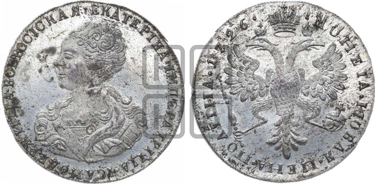 Полтина 1726 года (Портрет влево, бюст внутри надписи)