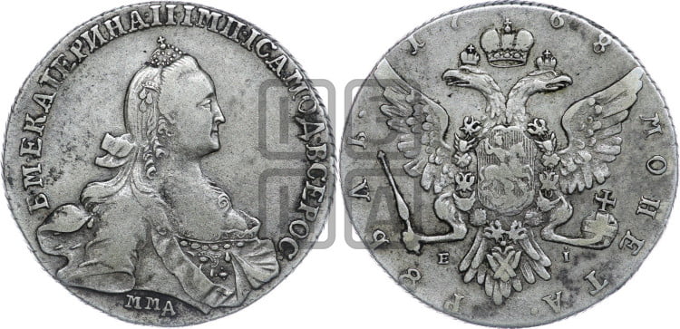 1 рубль 1768 года ( MMД, без шарфа на шее)