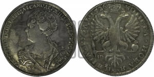 1 рубль 1726 года СП-Б (Портрет влево, Петербургский тип, знак двора СПБ под орлом)