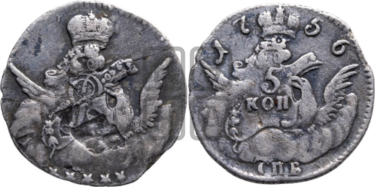 5 копеек 1756 года (кружок большого формата)