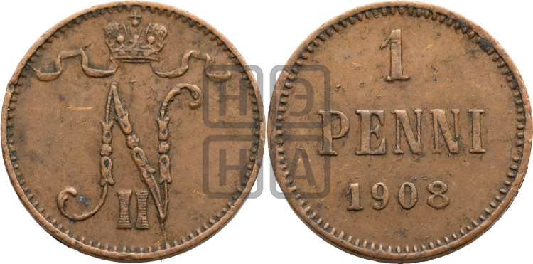 1 пенни 1908 года