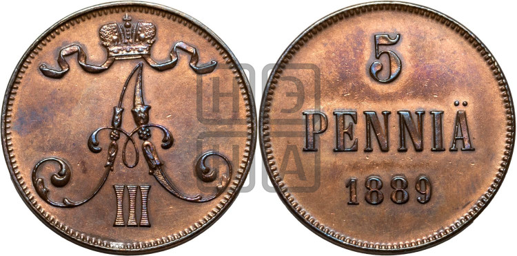 5 пенни 1889 года