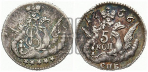 5 копеек 1756 года СПБ (кружок малого формата)