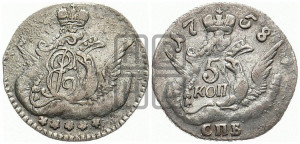 5 копеек 1758 года СПБ (кружок малого формата)