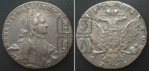 1 рубль 1764 года СПБ / ЯI (с шарфом на шее)