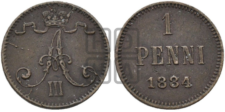 1 пенни 1884 года