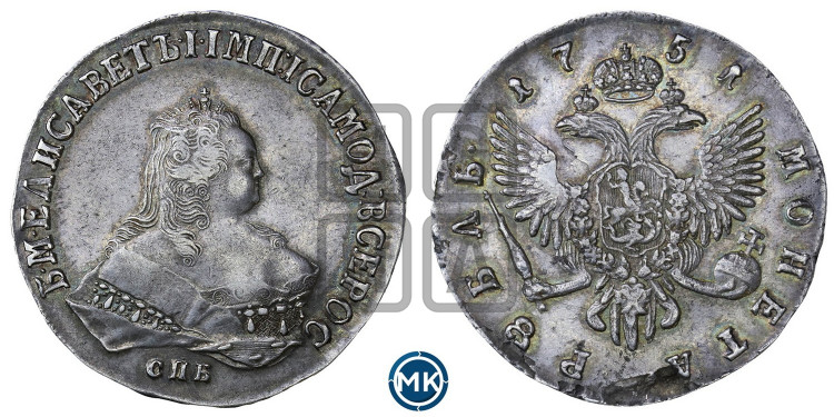 1 рубль 1751 года (СПБ под портретом)