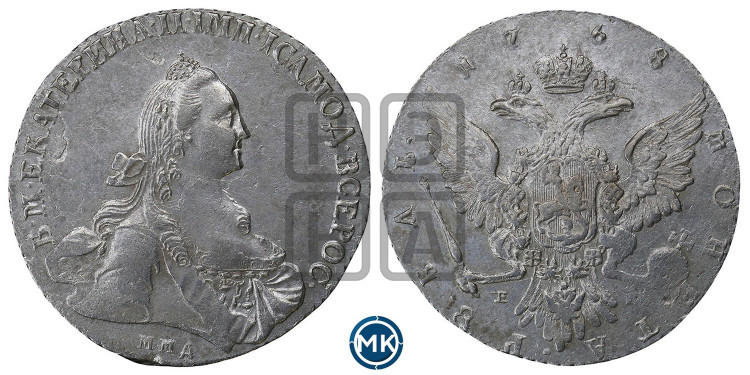 1 рубль 1768 года ( MMД, без шарфа на шее)