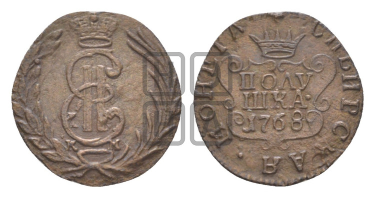 Полушка 1768 года (ЕМ, Екатеринбургский монетный двор)