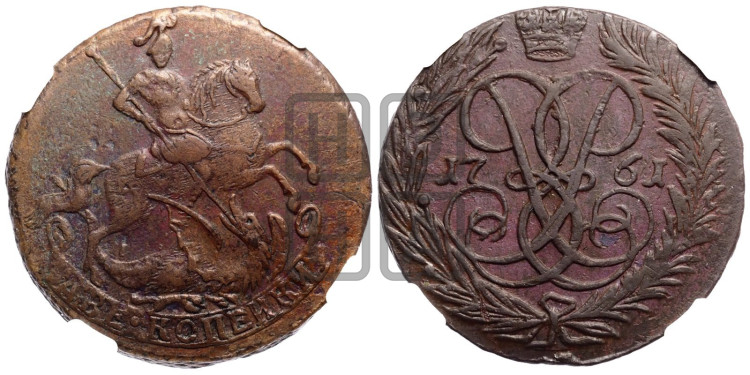 2 копейки 1761 года (гурт сетчатый)