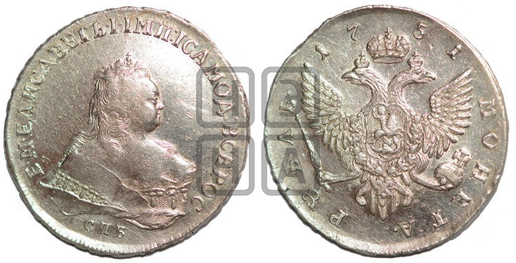 1 рубль 1751 года (СПБ под портретом)