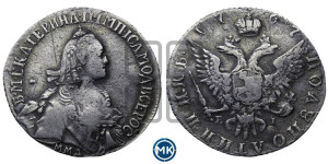 Полуполтинник  1767 года ММД/EI (без шарфа на шее)