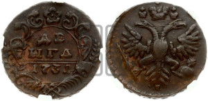 Денга 1731 года (крест державы узорчатый)
