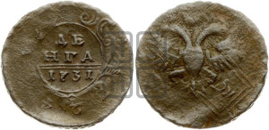 Денга 1731 года (крест державы узорчатый)