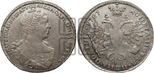 Полтина 1727 года СПБ (бюст разделяет надпись)