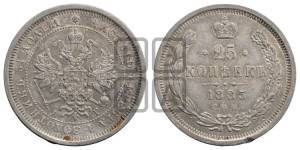25 копеек 1885 года СПБ/АГ (орел образца 1859 года СПБ/АГ)
