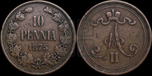 10 пенни 1875 года