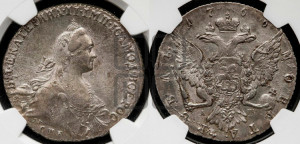 1 рубль 1766 года СПБ/АШ ( СПБ, без шарфа на шее)