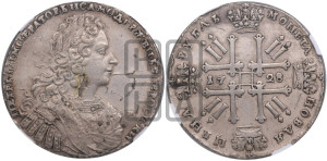 1 рубль 1728 года (голова внутри надписи, без звезды на плаще)