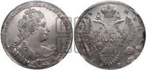 1 рубль 1733 года (без броши на груди, разновидности не отмеченные редкостью)