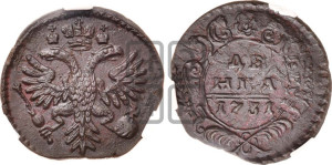 Денга 1731 года (крест державы простой)