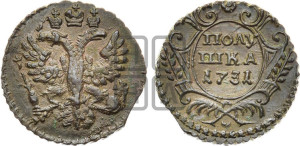 Полушка 1731 года (крест державы простой)