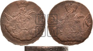 Копейка 1756 года (с орлом в облаках, гурт “ЕКАТЕРИНБУРГСКОГО ДВОРА”)