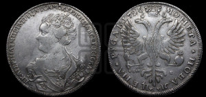 1 рубль 1726 года СП-Б (Портрет влево, Петербургский тип, знак двора СПБ под орлом)