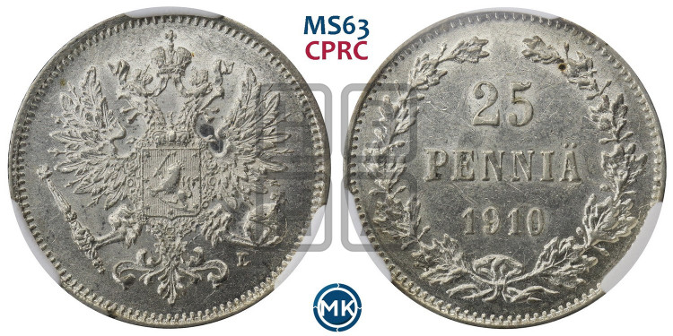 25 пенни 1910 года
