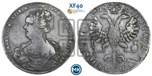 1 рубль 1725 года СПБ (Портрет влево, Петербургский тип, СПБ в начале круговой надписи лицевой стороны)