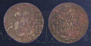 Денга 1759 года (с вензелем Елизаветы I)