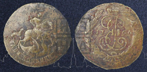 2 копейки 1766 года СПМ (СПМ, Санкт-Петербургский монетный двор)