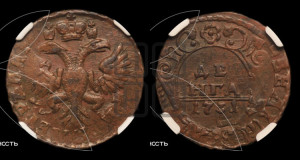 Денга 1731 года (крест державы простой)