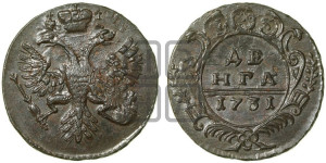 Денга 1731 года (крест державы простой)