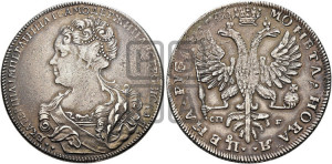 1 рубль 1726 года СП-Б (Портрет влево, Петербургский тип, знак двора СПБ под орлом)