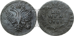 Денга 1731 года (крест державы узорчатый)