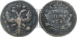 Полушка 1734 года (тип 1730 года, грудь узкая, в крыле 9-10 перьев, крест державы узорчатый)