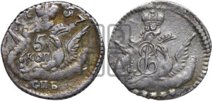 5 копеек 1757 года СПБ (кружок малого формата)