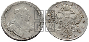 1 рубль 1738 года СПБ (петербургский тип, СПБ под рукавом)