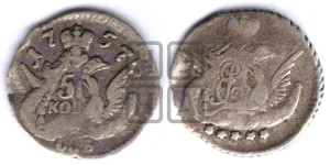 5 копеек 1757 года СПБ (кружок малого формата)