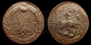 2 копейки 1757 года (гурт сетчатый)