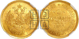 5 рублей 1873 года СПБ/НI (орел 1859 года СПБ/НI, хвост орла объемный)