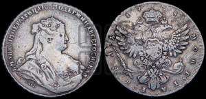 1 рубль 1738 года СПБ (петербургский тип, СПБ под рукавом)