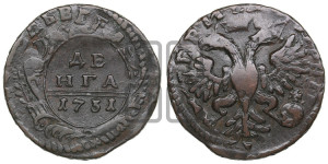 Денга 1731 года (крест державы узорчатый)