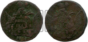 Копейка 1756 года (с орлом в облаках, гурт “ЕКАТЕРИНБУРГСКОГО ДВОРА”)