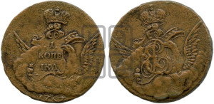 Копейка 1757 года (с орлом в облаках, гурт “ЕКАТЕРИНБУРГСКОГО ДВОРА”)