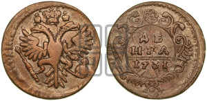 Денга 1731 года (крест державы простой)